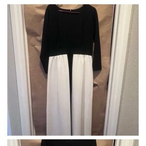 Chic Black and White Long Sleeve VINTAGE Dress